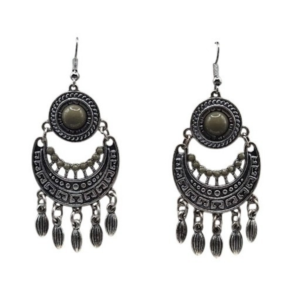 Earrings Vintage Inspired American Boho Silver Tone Chandelier